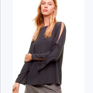 Wilfred from Aritzia Pozzi drapey Blouse Long tied Sleeve with silk Size XXS
